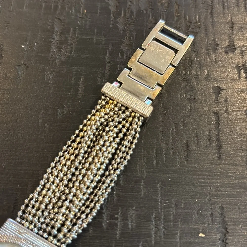 Chico’s Two Tone Fashion Chain Women's Silver Watch with Gold Accents